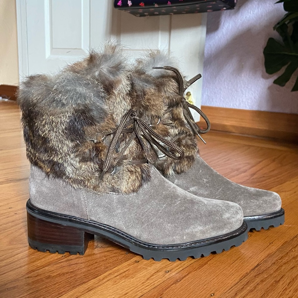 Stuart Weitzman Gray and Brown Winter Boots